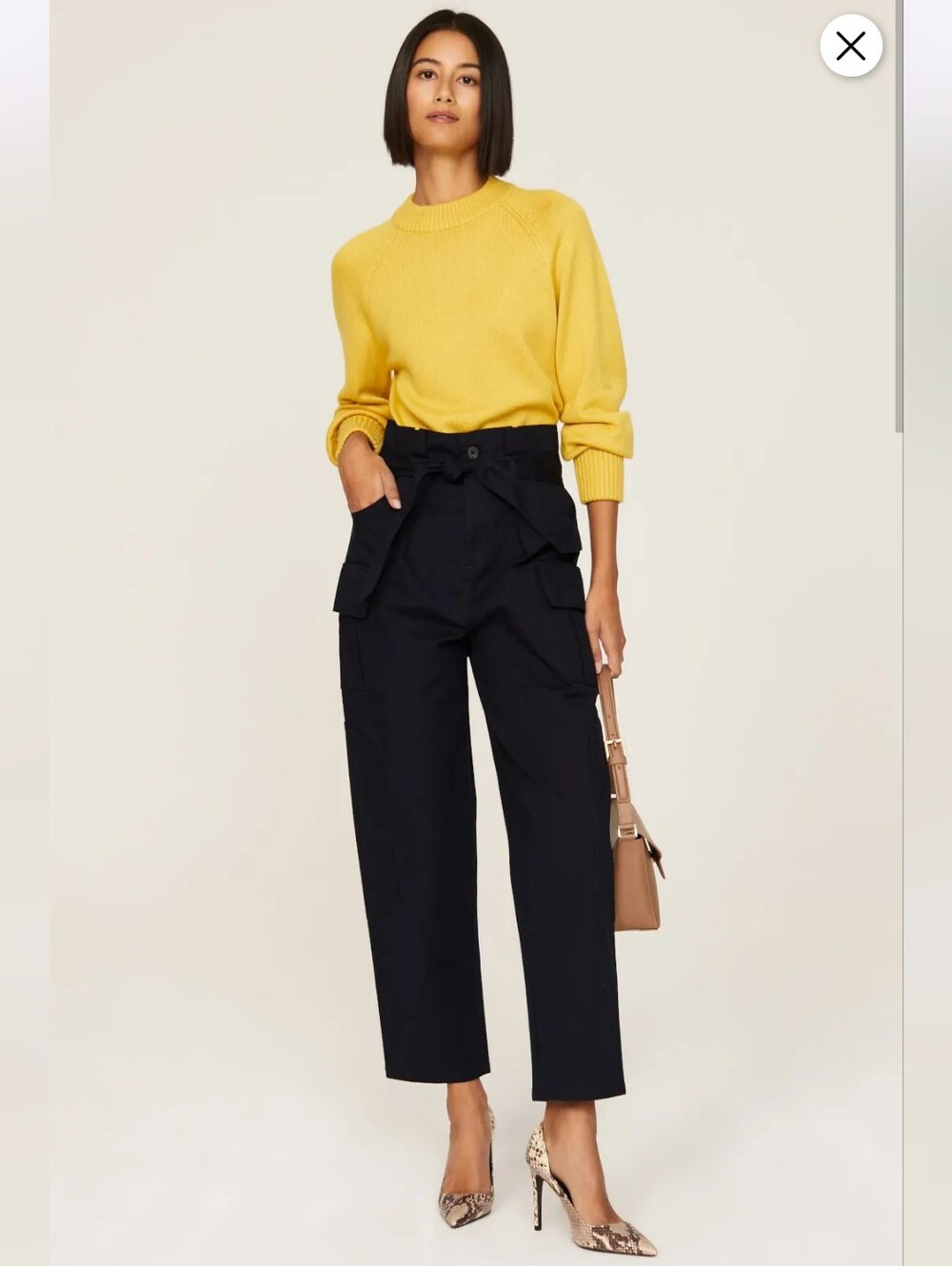 Marissa Webb Navy Paperbag Vintage Cargo Tapered Pants Size 6